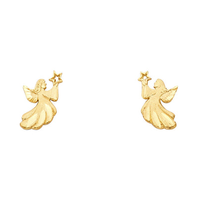 14K Gold Angel Post Earrings