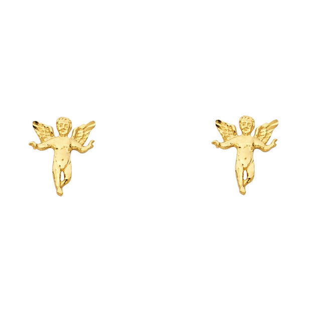 14K Gold Angel Post Earrings