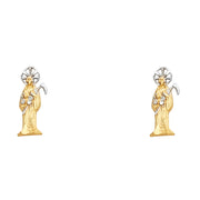 14K Gold Santa Muerte Post Earrings