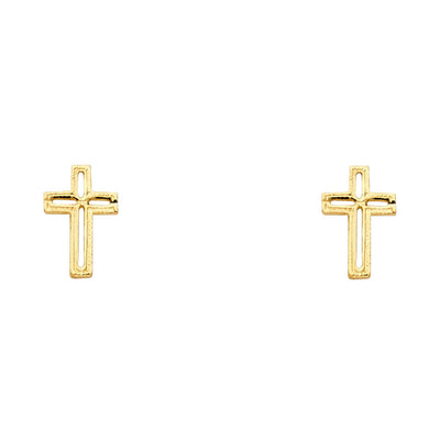 14K Gold Cross Post Earrings