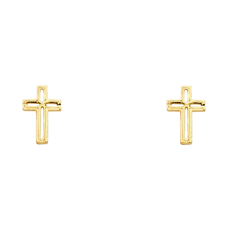 14K Gold Cross Post Earrings