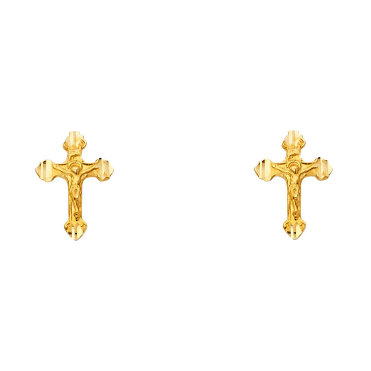 14K Gold Cross Post Earrings