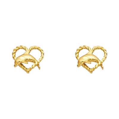 14K Gold Dolphin Post Earrings