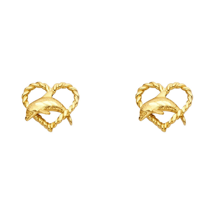 14K Gold Dolphin Post Earrings