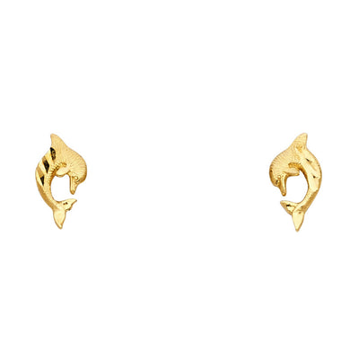 14K Gold Dolphin Post Earrings