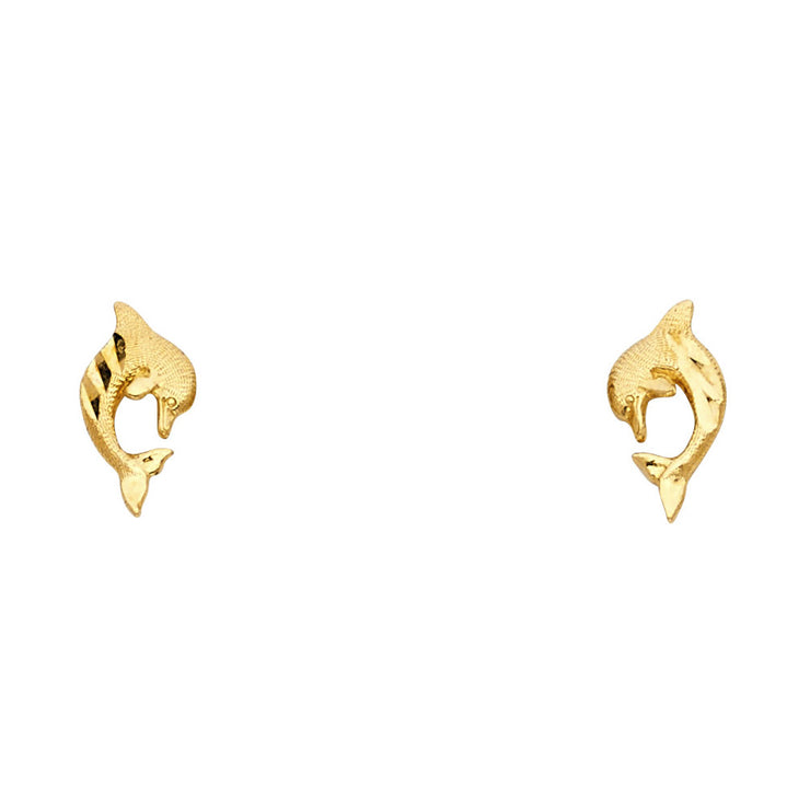 14K Gold Dolphin Post Earrings