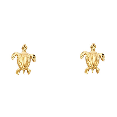 14K Gold Turtle Post Earrings