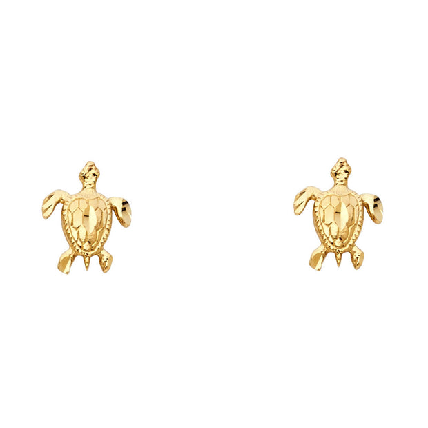 14K Gold Turtle Post Earrings