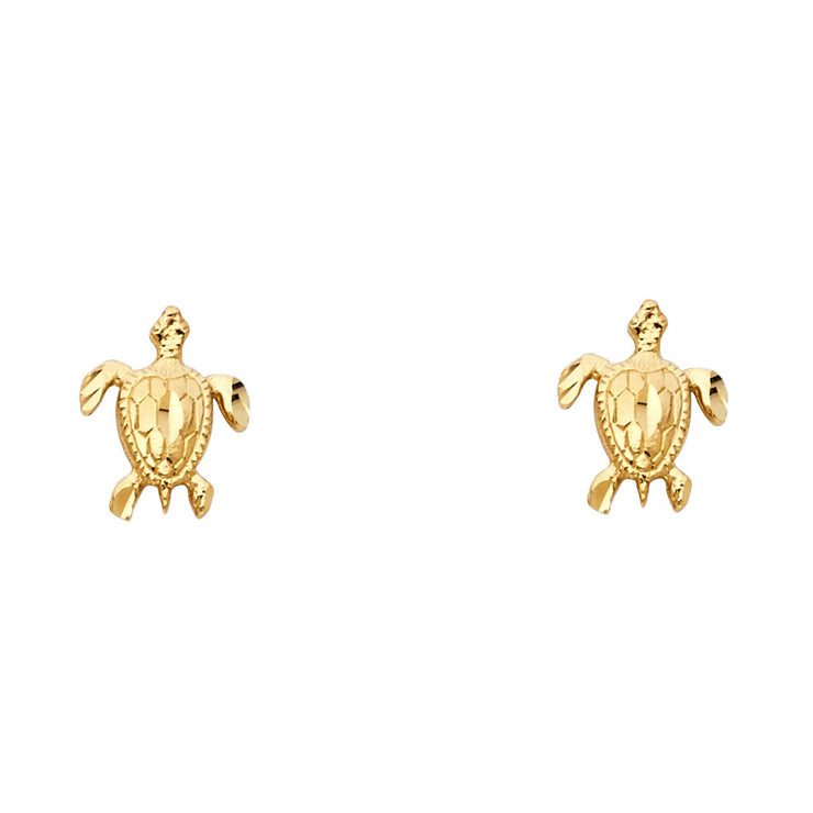 14K Gold Turtle Post Earrings