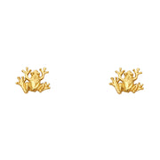 14K Gold Frog Post Earrings