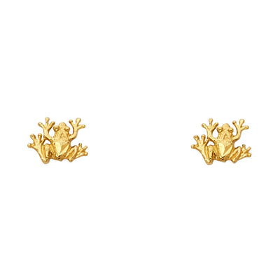 14K Gold Frog Post Earrings