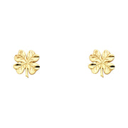 14K Gold Clover Post Earrings
