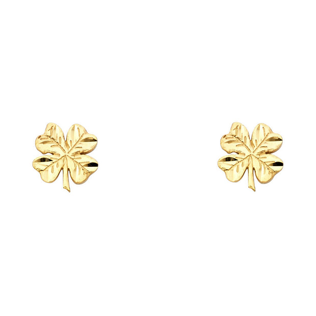 14K Gold Clover Post Earrings