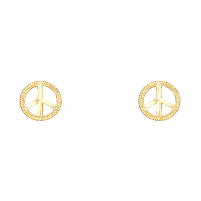 14K Gold Peace Symbol Post Earrings