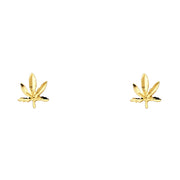 14K Gold Mariuana Post Earrings