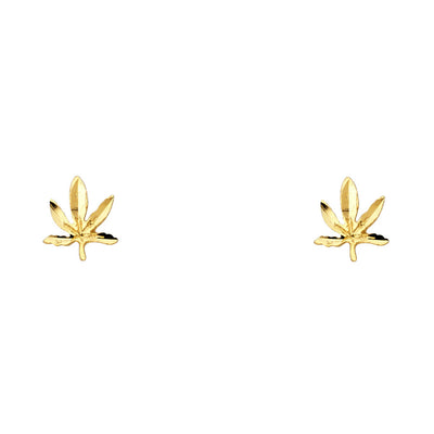14K Gold Mariuana Post Earrings