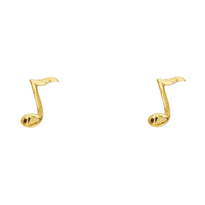 14K Gold Music Note Post Earrings