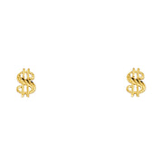 14K Gold $ Symbol Post Earrings