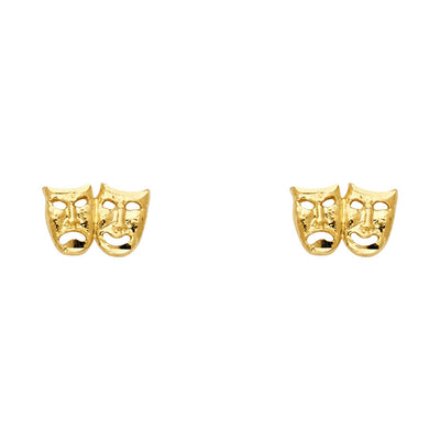 14K Gold Smile/Cry Face Studs