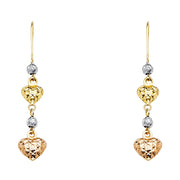 14K Gold Heart Hanging Earrings