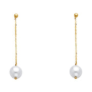 14K Gold Freshwater Cultured Pearl Hanging Earrings