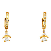 14K Gold CZ Stone Angel Huggie Hoops