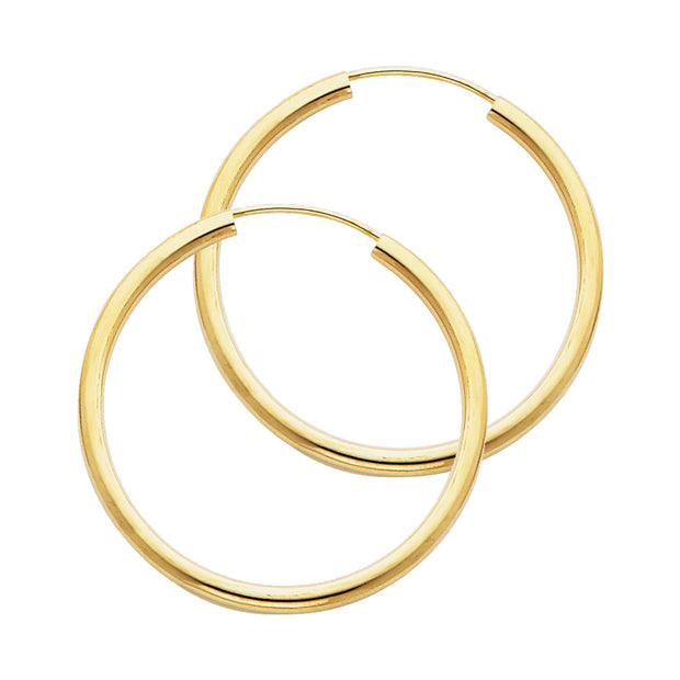 14K Gold 2mm Hoops