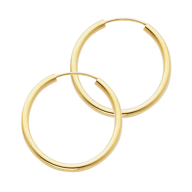 14K Gold 2mm Hoops