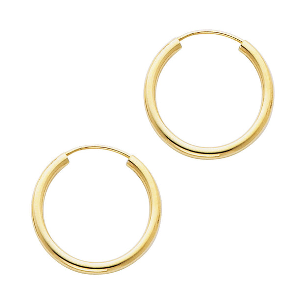 14K Gold 2mm Hoops