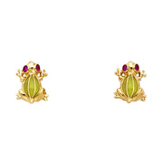 14K Gold Frog Post Earrings