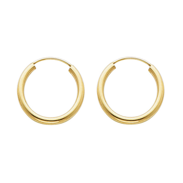 14K Gold 2mm Hoops