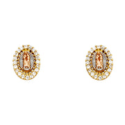 14K Gold Guadalupe CZ Stone Post Earrings