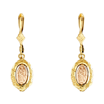 14K Gold Hanging Guadalupe Earrings