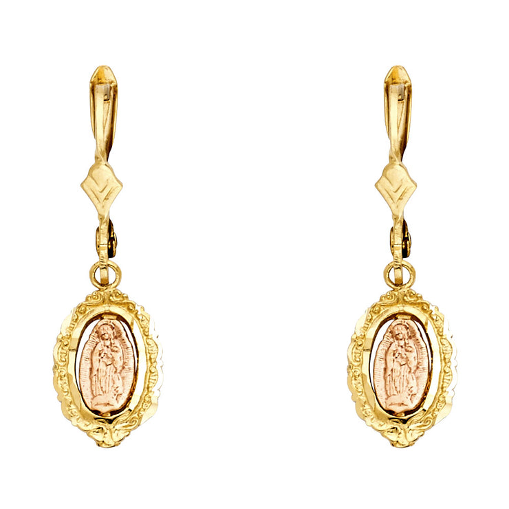 14K Gold Hanging Guadalupe Earrings