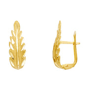 14K Gold Diamond Cut Leaf U Shape Earrings