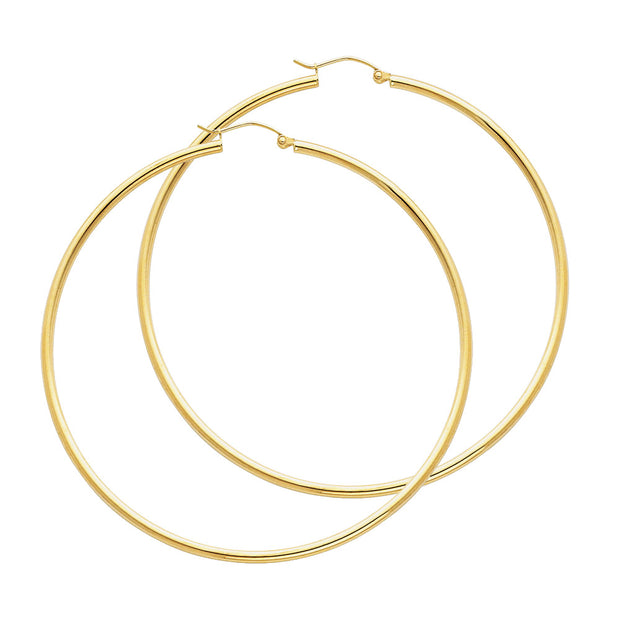 14K Gold 2mm Hoops