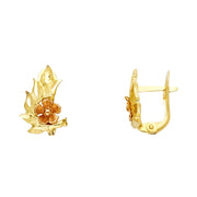 14K Gold Diamond Cut Leaf U Shape Earrings