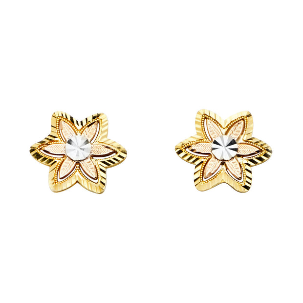 14K Gold Flower Post Earrings