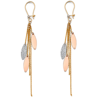 14K Gold Diamond Cut Hanging Earrings