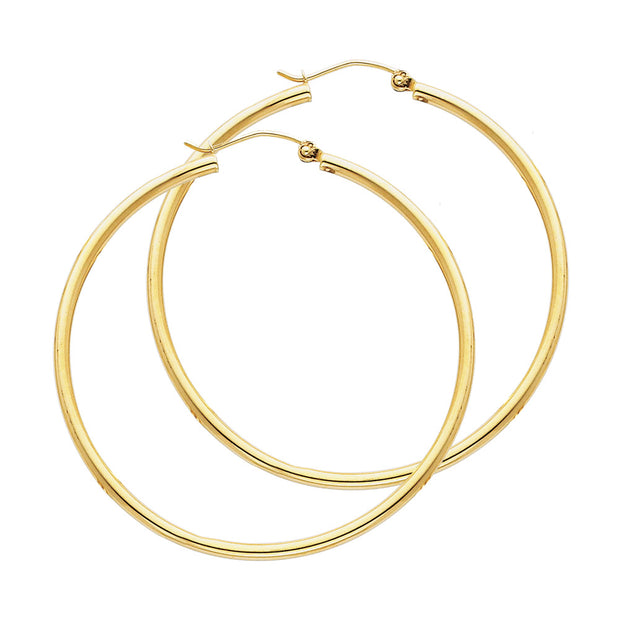 14K Gold 2mm Hoops