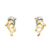 14K Gold Dolphin Post Earrings