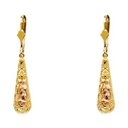 14K Gold Our Lady of Guadlupe Teardrop Hanging Earrings