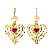 14K Gold CZ Stone Chandelier Earrings