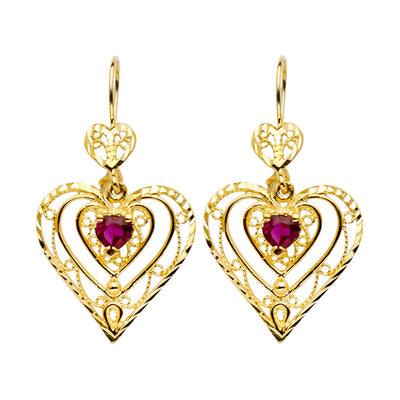 14K Gold CZ Stone Chandelier Earrings