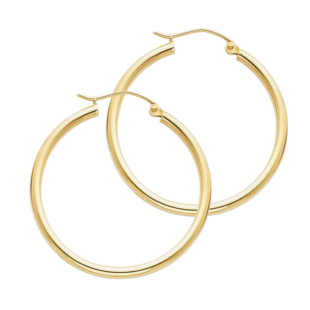 14K Gold 2mm Hoops