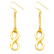 14K Gold Hollow Infinity Symbol Dangle Earrings