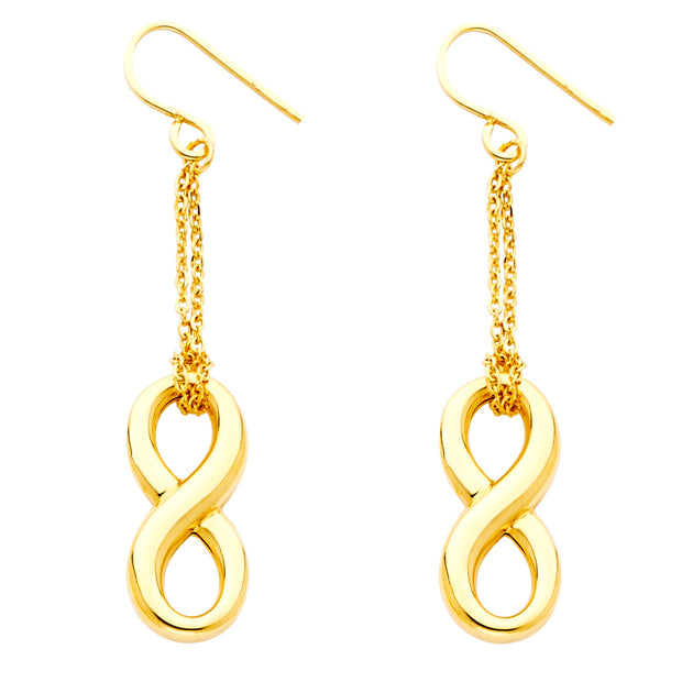 14K Gold Hollow Infinity Symbol Dangle Earrings