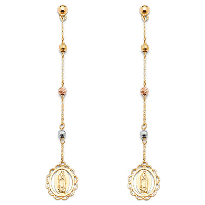 14K Gold Jesus Dangle Earrings