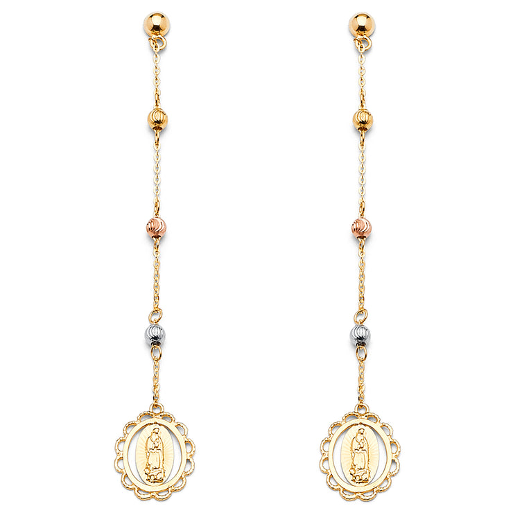14K Gold Jesus Dangle Earrings