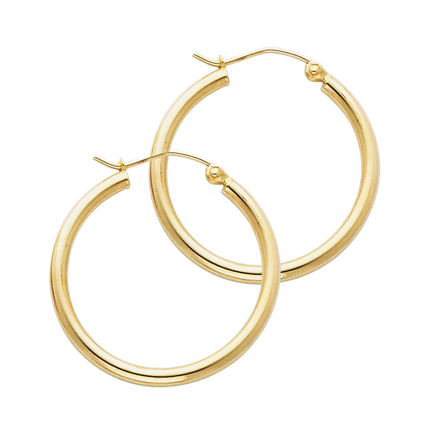 14K Gold 2mm Hoops